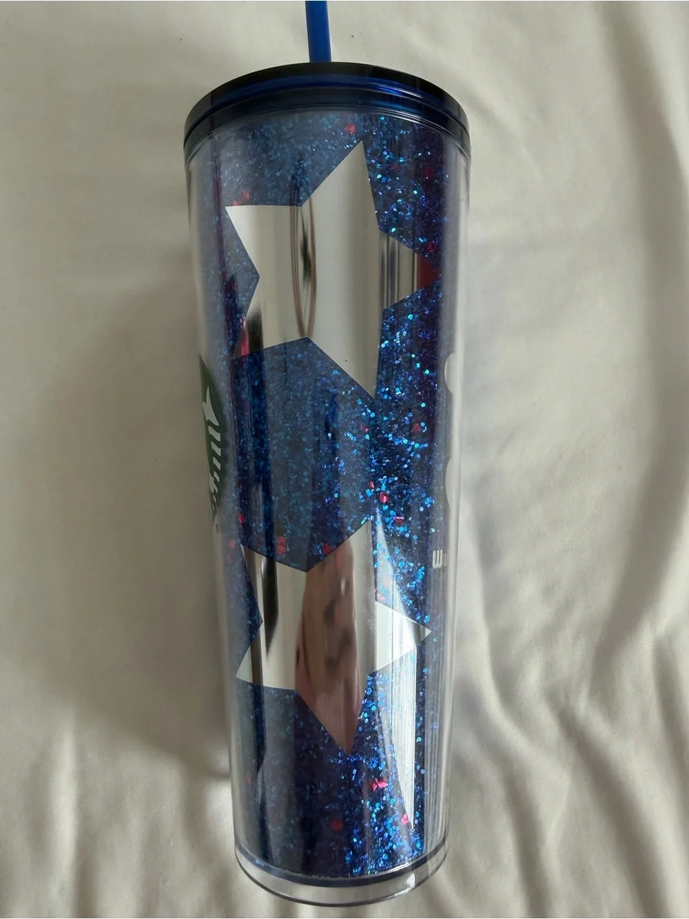 Disney Starbucks Blue Glitter Mickey Star Tumbler